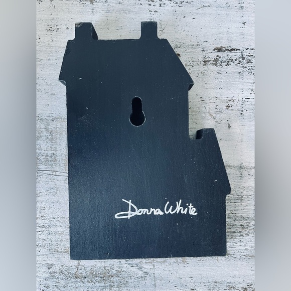 *Town House Blocks Primitive Burgundy Shelf Sitter - Picture 6 of 12